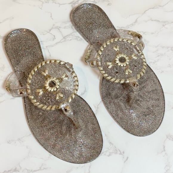 Jack Rodgers Sparkle Georgica Jelly Sandal in Multi-Color and Gold SZ 8 $79 - Picture 2 of 11